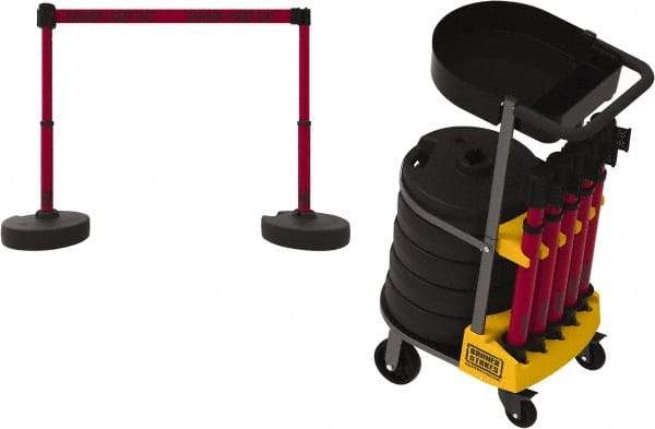 Banner Stakes - 42-1/2" High Plastic Pedestrian Barrier - 15' Long Rope - Apex Tool & Supply