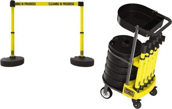 Banner Stakes - 42-1/2" High Plastic Pedestrian Barrier - 15' Long Rope - Apex Tool & Supply