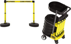 Banner Stakes - 42-1/2" High Plastic Pedestrian Barrier - 15' Long Rope - Apex Tool & Supply