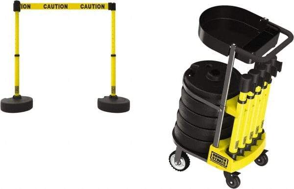 Banner Stakes - 42-1/2" High Plastic Pedestrian Barrier - 15' Long Rope - Apex Tool & Supply