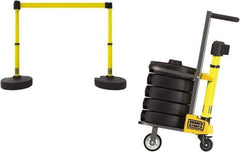 Banner Stakes - 42-1/2" High Plastic Pedestrian Barrier - 15' Long Rope - Apex Tool & Supply