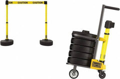 Banner Stakes - 42-1/2" High Plastic Pedestrian Barrier - 15' Long Rope - Apex Tool & Supply