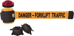 Banner Stakes - 7" High x 30' Long x 2" Wide Magnetic Wall Mount Barrier - Plastic & Polyester, Matte Finish, Orange, Used As Is - Apex Tool & Supply