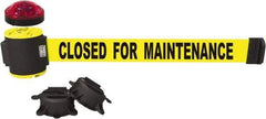 Banner Stakes - 7" High x 30' Long x 2" Wide Magnetic Wall Mount Barrier - Plastic & Polyester, Matte Finish, Yellow, Used As Is - Apex Tool & Supply