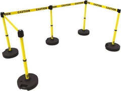 Banner Stakes - 42" High Plastic Pedestrian Barrier - 15' Long Rope - Apex Tool & Supply