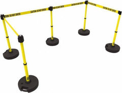 Banner Stakes - 42" High Plastic Pedestrian Barrier - 15' Long Rope - Apex Tool & Supply