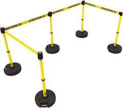 Banner Stakes - 42" High Plastic Pedestrian Barrier - 15' Long Rope - Apex Tool & Supply