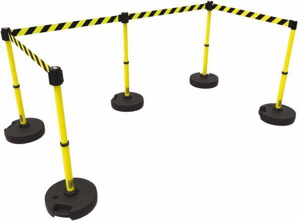 Banner Stakes - 42" High Plastic Pedestrian Barrier - 15' Long Rope - Apex Tool & Supply