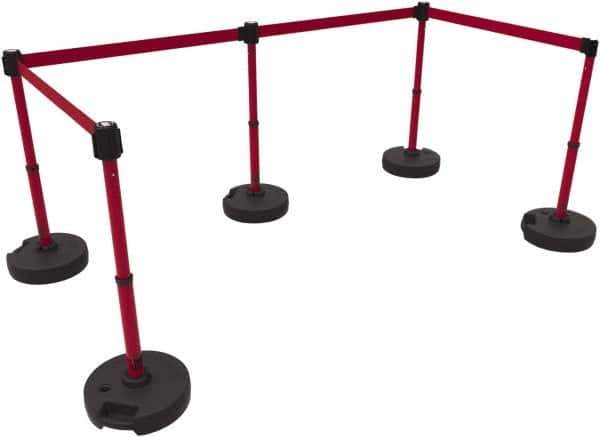 Banner Stakes - 42" High Plastic Pedestrian Barrier - 15' Long Rope - Apex Tool & Supply