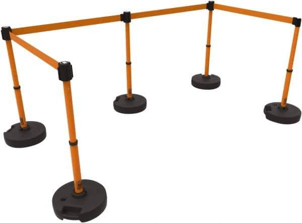 Banner Stakes - 42" High Plastic Pedestrian Barrier - 15' Long Rope - Apex Tool & Supply