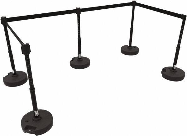 Banner Stakes - 42" High Plastic Pedestrian Barrier - 15' Long Rope - Apex Tool & Supply