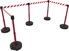 Banner Stakes - 42" High Plastic Pedestrian Barrier - 15' Long Rope - Apex Tool & Supply
