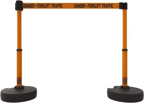 Banner Stakes - 42" High Plastic Pedestrian Barrier - 15' Long Rope - Apex Tool & Supply