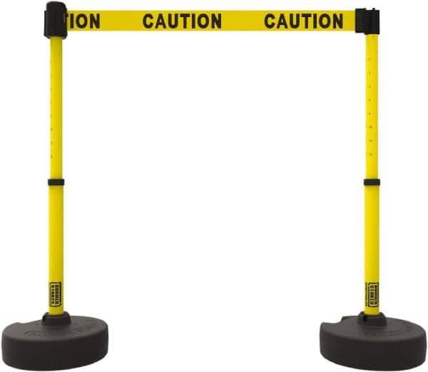 Banner Stakes - 42" High Plastic Pedestrian Barrier - 15' Long Rope - Apex Tool & Supply