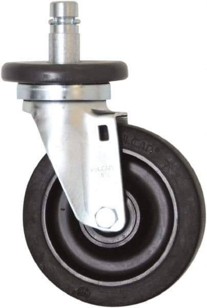 Eagle MHC - 5" Diam x 1-1/4" Wide x 8-1/4" OAH Stem Mount Swivel Caster - Rubber, 300 Lb Capacity, Plain Bearing, 1" Round Stem - Apex Tool & Supply