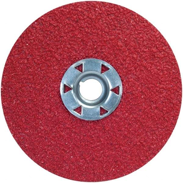 Norton - 4-1/2" Diam 5/8-11 Threaded Hole 50 Grit Fiber Disc - Ceramic Alumina, 11,000 Max RPM - Apex Tool & Supply