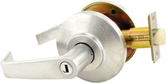 Stanley - Grade 2 Privacy Lever Lockset for 1-3/8 to 2" Thick Doors - 2-3/4" Back Set, No Cylinder, Brass, Satin Chrome Finish - Apex Tool & Supply