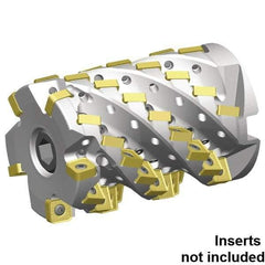 Kennametal - 24 Inserts, 2-1/2" Cut Diam, 1" Arbor Diam, 2.4019" Max Depth of Cut, Indexable Square-Shoulder Face Mill - 0° Lead Angle, 3-1/2" High, SNHJ1206.. Insert Compatibility, Through Coolant, Series HARVI Ultra 8X - Apex Tool & Supply