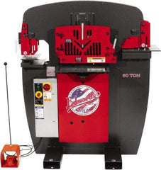 Edwards Manufacturing - 8-7/8" Throat Depth, 60 Ton Punch Pressure, 1-1/16" in 5/8" Punch Capacity Ironworker - 5 hp, 3 Phase, 460 Volts, 46-1/8" Wide x 56-1/8" High x 36-1/8" Deep - Apex Tool & Supply