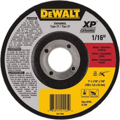 DeWALT - 7" Wheel Diam, 1/16" Wheel Thickness, 7/8" Arbor Hole, Type 27 Depressed Center Wheel - Fine/Coarse Grade, Ceramic, 8,700 Max RPM - Apex Tool & Supply
