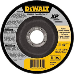 DeWALT - 5" Wheel Diam, 1/8" Wheel Thickness, 5/8" Arbor Hole, Type 27 Depressed Center Wheel - Fine/Coarse Grade, Ceramic, 12,200 Max RPM - Apex Tool & Supply