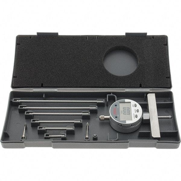 SPI - 0" to 22" Steel Electronic Depth Gage - 0.001" Accuracy, 0.0005" Resolution, 4" Base Length - Apex Tool & Supply