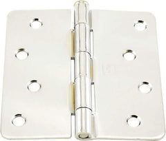 Hager - 4" Wide x 4" High 1/4 Radius Residential Hinge - Round Edge, Steel, Bright Chrome Finish - Apex Tool & Supply