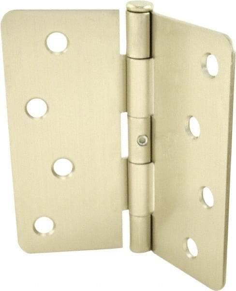 Hager - 4" Wide x 4" High 1/4 Radius Residential Hinge - Round Edge, Steel, Satin Nickel Finish - Apex Tool & Supply