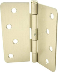 Hager - 4" Wide x 4" High 1/4 Radius Residential Hinge - Round Edge, Steel, Satin Nickel Finish - Apex Tool & Supply