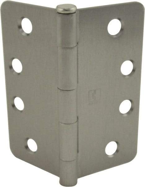 Hager - 4" Wide x 4" High 1/4 Radius Residential Hinge - Round Edge, Steel, Satin Chrome Finish - Apex Tool & Supply