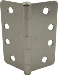 Hager - 4" Wide x 4" High 1/4 Radius Residential Hinge - Round Edge, Steel, Satin Chrome Finish - Apex Tool & Supply