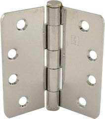 Hager - 4" Wide x 4" High 1/4 Radius Residential Hinge - Round Edge, Steel, Bright Chrome Finish - Apex Tool & Supply