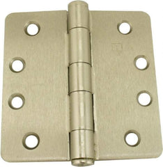 Hager - 4" Wide x 4" High 1/4 Radius Residential Hinge - Round Edge, Steel, Satin Nickel Finish - Apex Tool & Supply