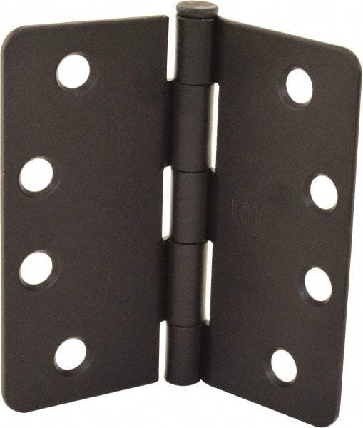 Hager - 4" Wide x 4" High 1/4 Radius Residential Hinge - Round Edge, Steel, Flat Black Finish - Apex Tool & Supply