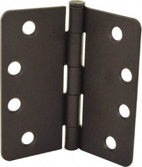 Hager - 4" Wide x 4" High 1/4 Radius Residential Hinge - Round Edge, Steel, Flat Black Finish - Apex Tool & Supply