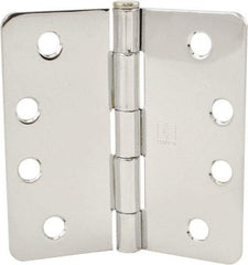 Hager - 4" Wide x 4" High 1/4 Radius Residential Hinge - Round Edge, Steel, Bright Chrome Finish - Apex Tool & Supply