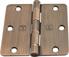 Hager - 3-1/2" Wide x 3-1/2" High 1/4 Radius Residential Hinge - Round Edge, Steel, Antique Bronze Finish - Apex Tool & Supply