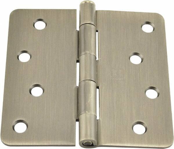 Hager - 4" Wide x 4" High 1/4 Radius Residential Hinge - Round Edge, Steel, Nickel Finish - Apex Tool & Supply
