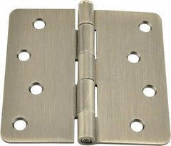 Hager - 4" Wide x 4" High 1/4 Radius Residential Hinge - Round Edge, Steel, Nickel Finish - Apex Tool & Supply
