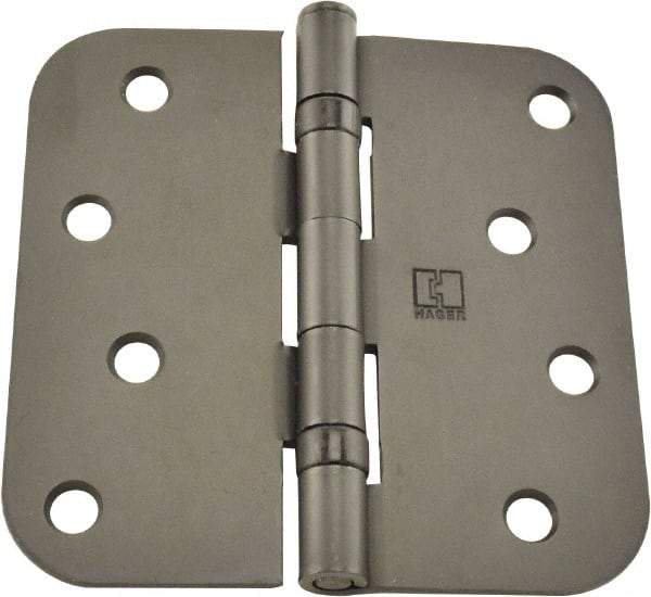 Hager - 4" Wide x 4" High 5/8 Radius Residential Hinge - Round Edge, Steel, Bronze Finish - Apex Tool & Supply