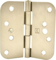 Hager - 4" Wide x 4" High 5/8 Radius Residential Hinge - Round Edge, Steel, Satin Nickel Finish - Apex Tool & Supply