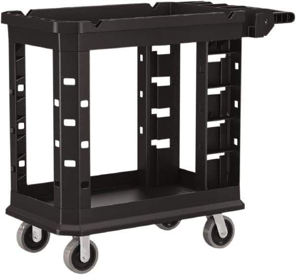 Suncast - 500 Lb Capacity, 19-1/2" Wide x 34-13/16" Long x 41-25/32" High Standard Utility Cart - 2 Shelf, Structural Foam, 2 Swivel, 2 Fixed/Locking Casters - Apex Tool & Supply