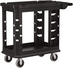 Suncast - 500 Lb Capacity, 19-1/2" Wide x 34-13/16" Long x 41-25/32" High Standard Utility Cart - 2 Shelf, Structural Foam, 2 Swivel, 2 Fixed/Locking Casters - Apex Tool & Supply
