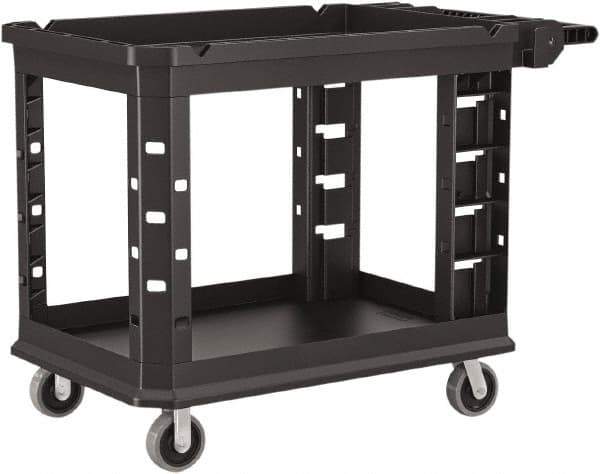 Suncast - 500 Lb Capacity, 26-1/2" Wide x 47-25/32" Long x 34-13/16" High Standard Utility Cart - 2 Shelf, Structural Foam, 2 Swivel, 2 Fixed/Locking Casters - Apex Tool & Supply