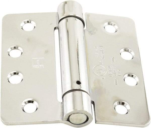 Hager - 4" Wide x 4" High Standard Weight Ball Bearing Residential Hinge - Round Edge, Steel, Bright Chrome Finish - Apex Tool & Supply