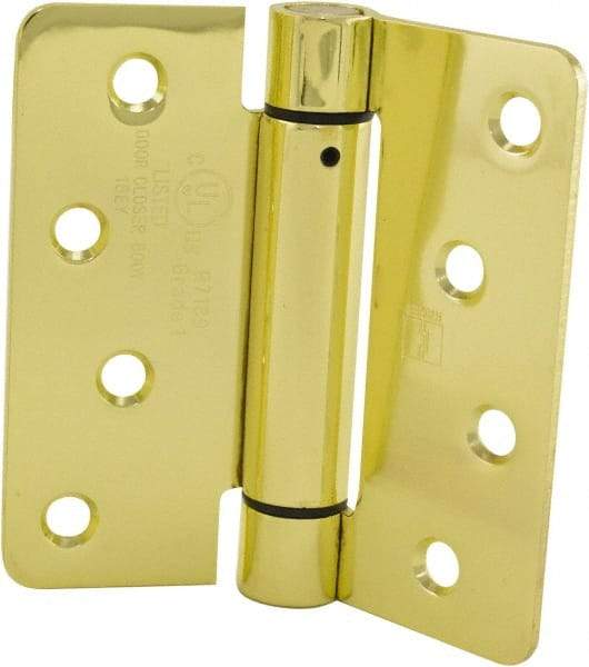Hager - 4" Wide x 4" High Special Residential Residential Hinge - Round Edge, Steel, Bright Brass Finish - Apex Tool & Supply