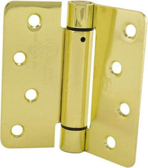 Hager - 4" Wide x 4" High Special Residential Residential Hinge - Round Edge, Steel, Bright Brass Finish - Apex Tool & Supply