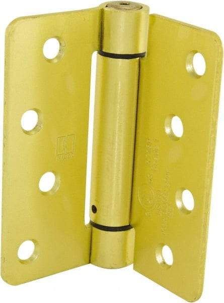 Hager - 4" Wide x 4" High Special Residential Residential Hinge - Round Edge, Steel, Satin Brass Finish - Apex Tool & Supply