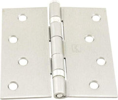 Hager - 4" Wide x 4" High Standard Weight Ball Bearing Residential Hinge - Square Edge, Steel, Satin Chrome Finish - Apex Tool & Supply