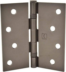Hager - 4" Wide x 4" High Standard Weight Ball Bearing Residential Hinge - Square Edge, Steel, Matte Antique Bronze Finish - Apex Tool & Supply